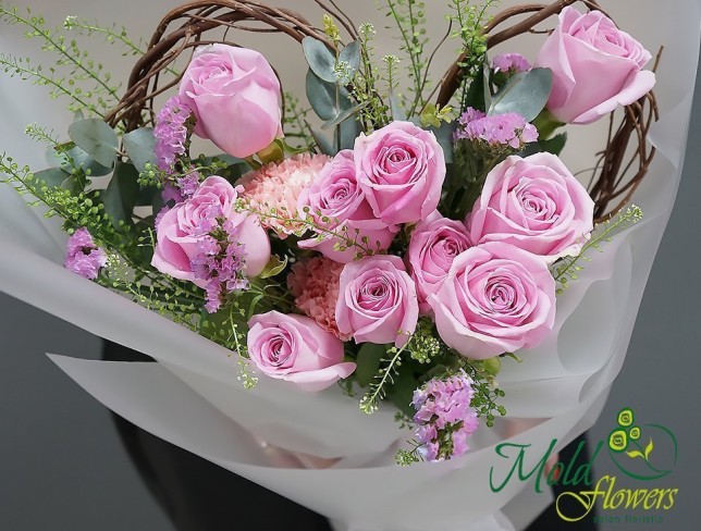 Bouquet with Pink Roses, ''With Love'' photo